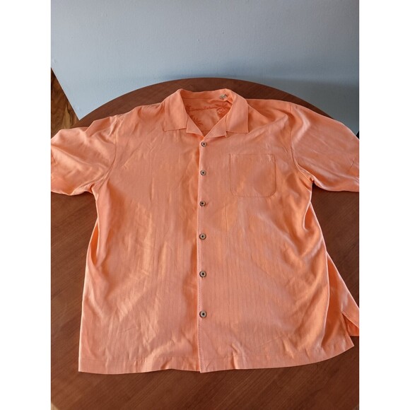 Tommy Bahama Mens XL 100% Silk Camp Shirt Short Sleeve Pink Embroidered Hawaiian - Picture 1 of 10